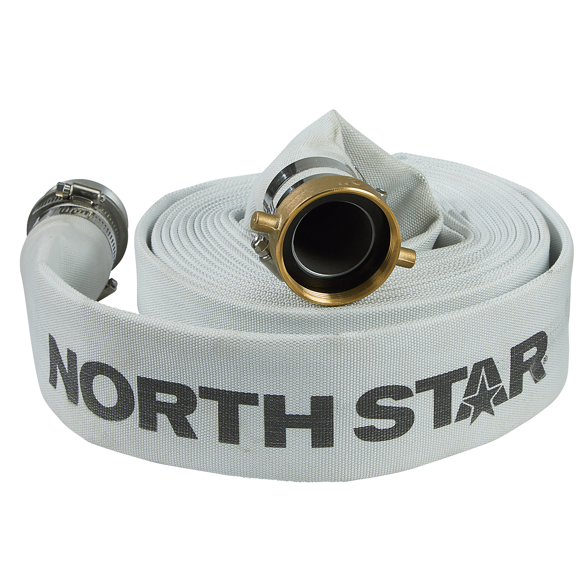 NorthStar Water Pump Mill Discharge Hose, 2in. x 25ft. Max. PSI 250, Lay Flat, Industrial-Grade Aluminum Couplings